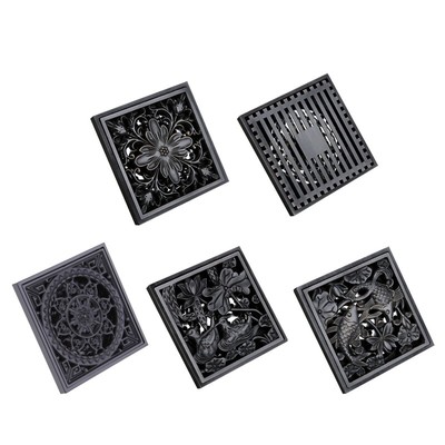 Black Brass Floor Drain with Self-sealing Core Anti-blocking Drain Stopper