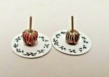 Dollhouse Miniature 2 Candy Apples on Christmas Plate Bright deLights 1:12 scale