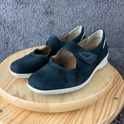 Solidus Karo Mary Jane Shoes Womens 7.5 Blue Suede Leather Made in Germany
