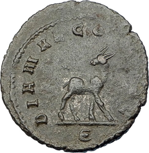 GALLIENUS son of Valerian I 267AD Authentic Ancient Roman Coin DEER i65644 - Afbeelding 1 van 3