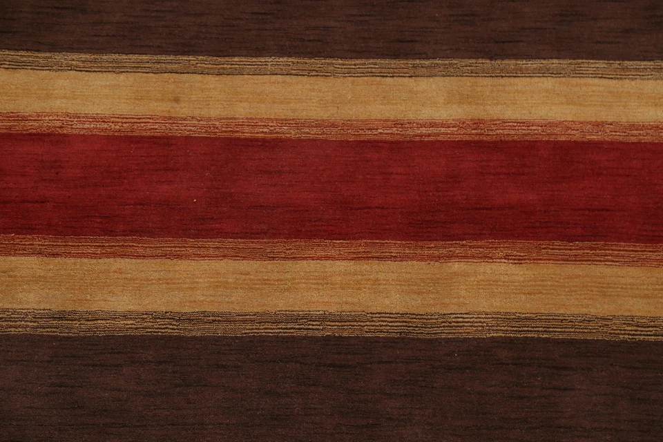 Contemporary Striped Gabbeh Oriental Area Rug Wool Hand-knotted Living Room 9x12 - Image 4 of 4