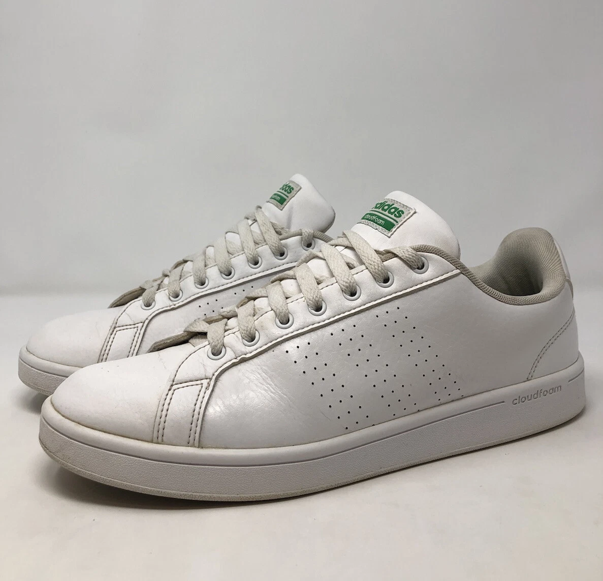 Adidas Neo Cloudfoam Advantage White Leather Shoes Sneakers AW3914 Men s 10.5