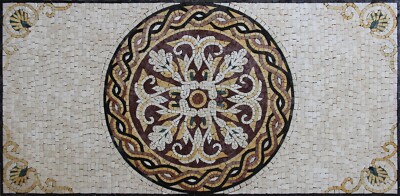 Mosaic Marble Colorful Floor GEOMETRICAL Artistic Design 41x20 Inches