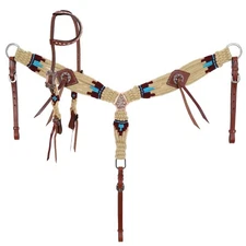 Sand & Sky Mohair Corded One Ear Headstall & Breast Collar & Reins NEW