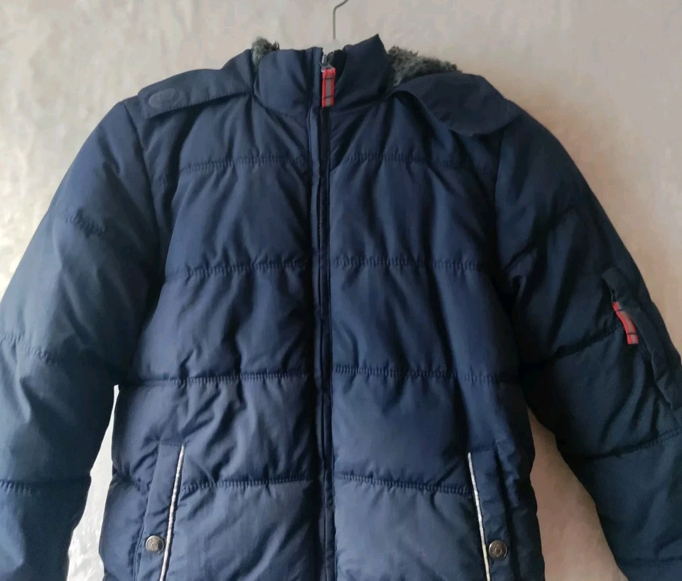Boden Youth Waterproof Puffer Hooded Winter Coat 11-12Y Navy Blue Pockets Zipper - Image 3 of 4