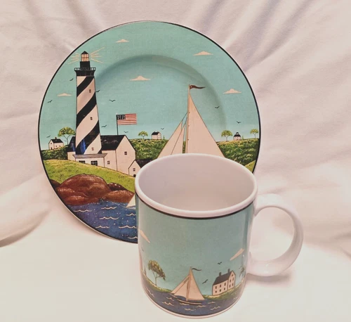ONEIDA SAKURA Mug & Salad Plate  Warren Kimble: COASTAL BREEZE  (1998)