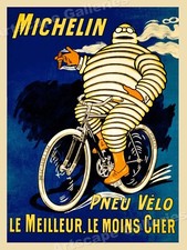 1912 French Bicycle Advertising Poster - "Pneu Velo Michelin" - 18x24