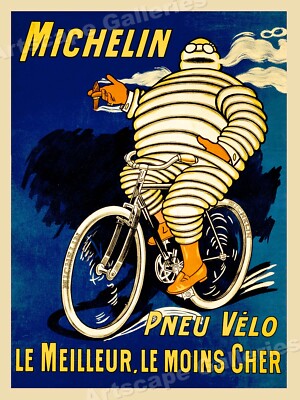 1912 French Bicycle Advertising Poster - ''Pneu Velo Michelin'' - 18x24