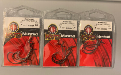 3 Packs Mustad KVD Ultra Lock Lite Wire Hooks 1/0