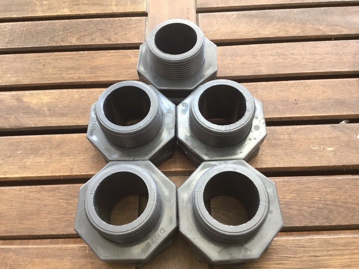 5PK - 1” HD Bulkhead Fitting [SOCKET ENDS] For Aquariums