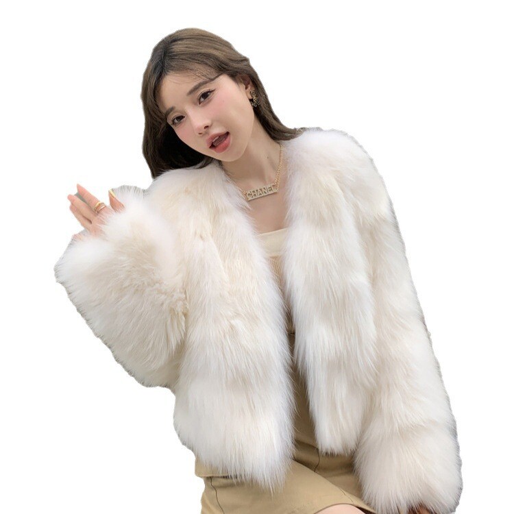 最終値下げ！yae Faux fur short coat Fur Coat Women's Faux Fox Fur Short Fashion Slim Top Jackets