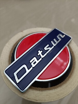 CAR BADGE - DATSUN Vintage Handwriting grill badge emblem enamel