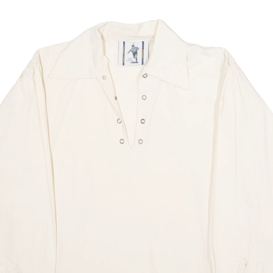 INNES & CROMB LTD Mens Plain Shirt Cream Long Sleeve S - Image 2 of 4