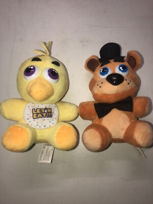 Five Nights At Freddy's 7'' Chica & Freddy Plushies AUTHENTIC 2016 Plush CLEAN!