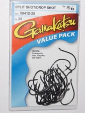 gamakatsu split shot bass drop shot hooks size 2/0 hooks value pack 50412-25