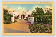 Postcard California Los Angeles CA Gary Cooper Home Brentwood 1940s Unposted
