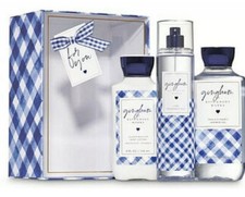 3pc Bath  Body Works Gingham Gift Box Set Shower Gel Body Lotion Fragrance Mist