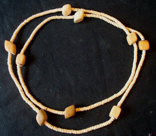 Collier Ethnique Vintage En Perles De Porcelaine Et Bois - Style Baroque Art Déco - Occasion