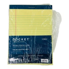 6 Notepads Tops Docket 8.5 x 11.75 Legal Rule Canary-Yellow Pads 50 Sheets