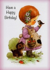 Birthday Childhood Dreams Girl With Bird Christian With Scripture Greeting Card