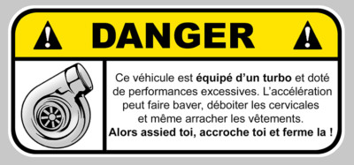 TURBO DANGER ATTENTION SPEED FUNNY STICKER HUMOR STICKER 12X5.5cm DA121