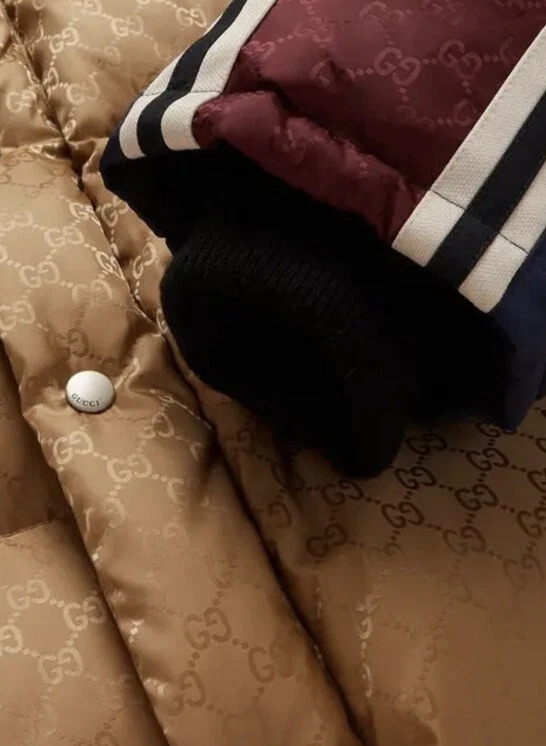 CAPPOTTO NUOVO CON ETICHETTE 100% AUTENTICO GUCCI NYLON JACQUARD PUFFER JACKET GG MONOGRAM TAGLIA 48