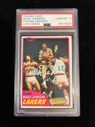 Autographed Magic Johnson Signed 1981 Topps #21 Lakers HOF PSA/DNA Auto Gem 10 - Picture 3 of 5