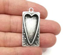 Heart Rectangle Pendant Blank Resin Bezel Mounting Cabochon Base Setting G27963