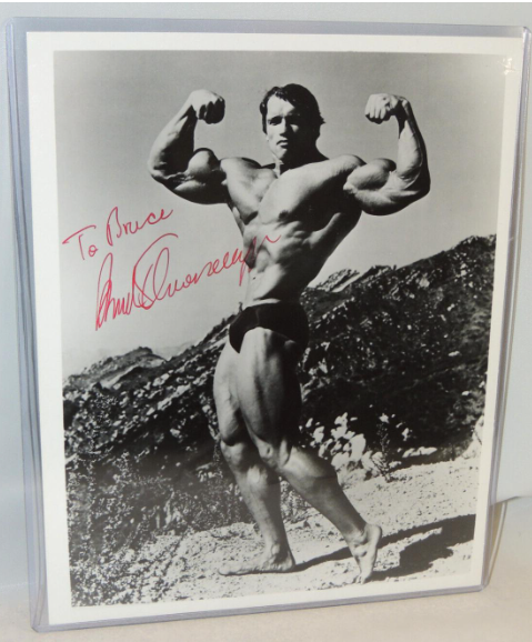 Autograph Bodybuilder Arnold Schwarzenegger ~ Signed Autographed Bodybuilding Photo Red Ink ...