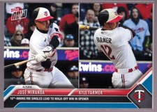 Jose Miranda Kyle Farmer Twins 10th Inning RBI 2023 MLB TOPPS NOW #68 Blue 22/49