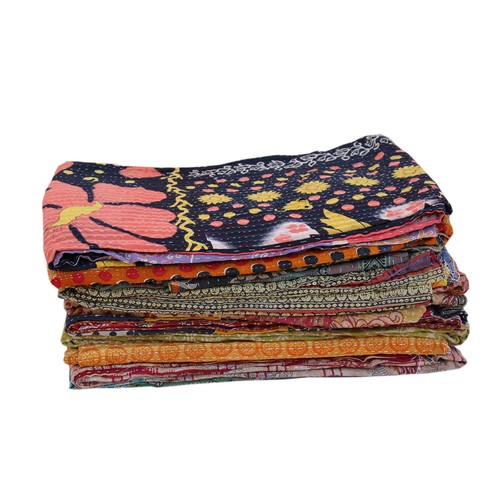 5 Pcs Vintage Throw Kantha Quilt Reversible Gudri Wholesale Handmade Indian - Picture 2 of 3