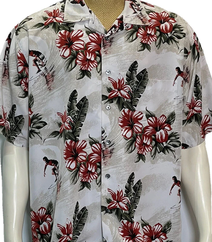 Aloha Hawaiian Surfer Ocean Tropical Button Front Men’s Large Short Sleeve Shirt