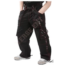 Men's Gothic Pant Black Cyber Chains Straps Pants Trousers Punk Cyber Trousers