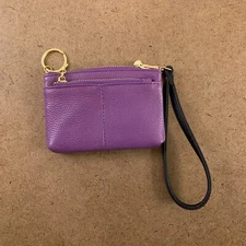 Women's Mini Purple Pebbeled Faux Leather Wallet Wristlet New