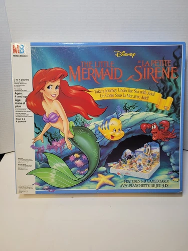Vintage 1990 THE LITTLE MERMAID 3D Board Game by Milton Bradley - 100% Complete!
