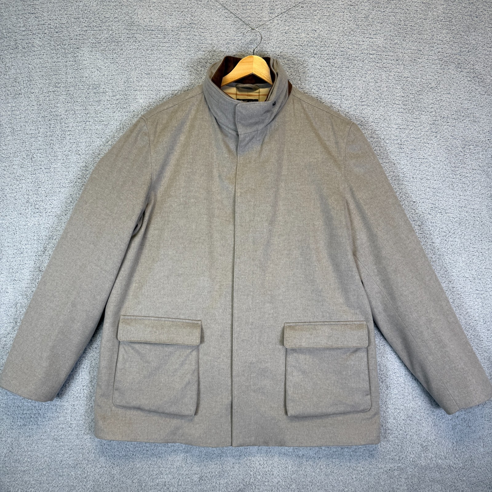 Loro Piana Winter Voyager Over Coat Men's 3XL Gray Baby Cashmere Suede