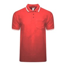 Image of Mens Short Sleeve Pique Polo Shirt Plain Premium Work Tipping With Pocket M-3XL