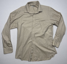 Ermenegildo Zegna Button Up Dress Shirt Mens 42 16.5 100 Cotton Light Beige