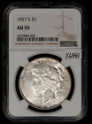 1927-S $1 Silver Peace Dollar - Semi Key Date - NGC AU 55 - SKU-X6881