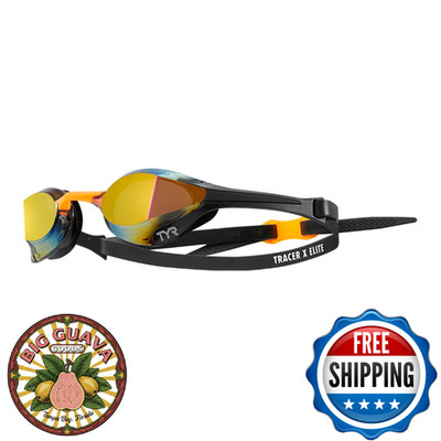 TYR Tracer-X Elite Racing Swim Goggles, Gold/Orange Mirrored
