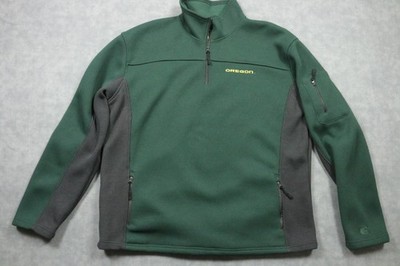 Oregon Ducks Jacket Mens 2XL Green Gray NCAA Football Colosseum 1/4 Zip Fleece