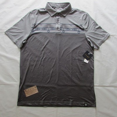 Thread Grit Men's Southwest Border Print Polo Shirt Grey