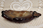 Degenhart Glass Rose OPEN HAND Jewelry Trinket Dish Chocolate Caramel SLAG — photo 4