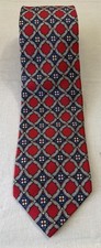 Burberrys of London Neck Tie Silk Floral Red Blue Vintage USA Hand Sewn