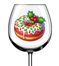 12x Colourful Christmas Donut Vinyl Sticker Decal Tumbler Wine Glass Bottle Van