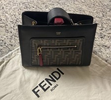 Authentic FENDI FF Embossed Zucca CALFSKIN Small Runway Handbag EXCELLENT