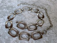 Vintage Silver Metal Square Chain Link 60s Style Go-go Mod Boho Hippie Belt