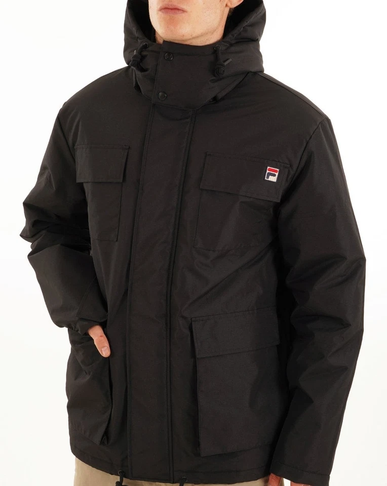 Fila Vintage Liam Cargo Padded Jacket Black - Image 4 of 4