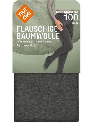 Nur Die 715505 Women's Tights S M L Cotton 100 Denier - Charcoal Melange