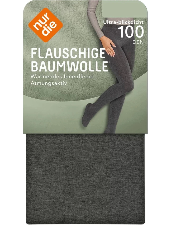 Nur Die 715505 Damen Strumpfhose S M L  Baumwolle 100 DEN - anthrazitmelange - Bild 1 von 1